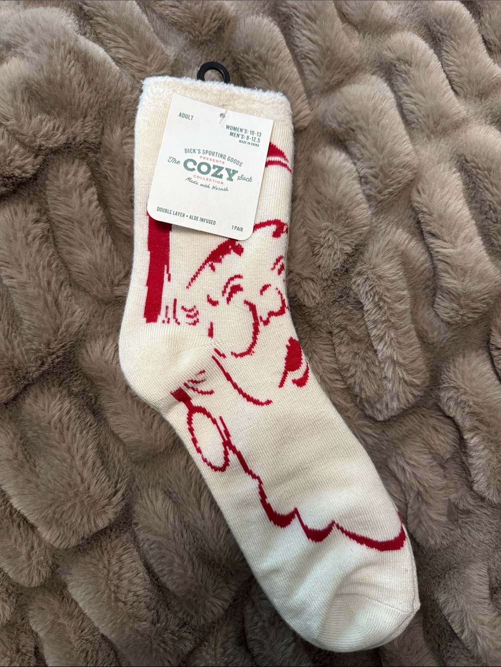 Men's Cream & Red Novelty Crew Socks
